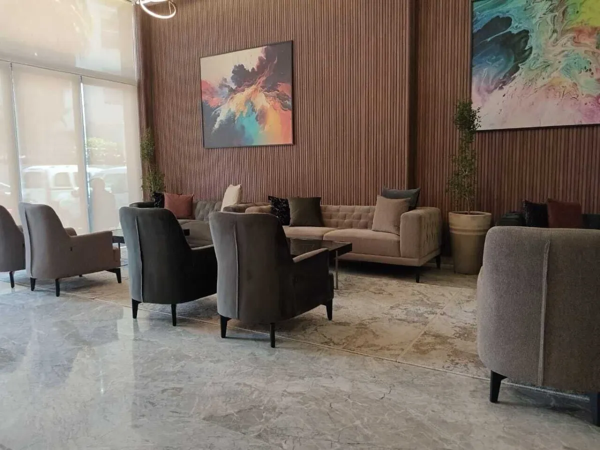 Lobby lounge area in the evening